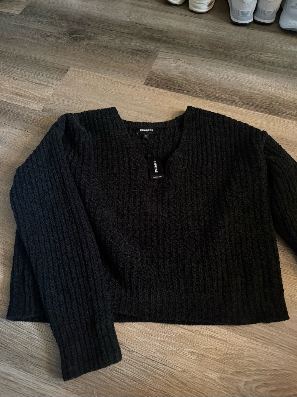 Express Black Ribbed Scoop-Neck Sweater